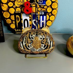 Natasha Couture Crystal Tiger Clutch